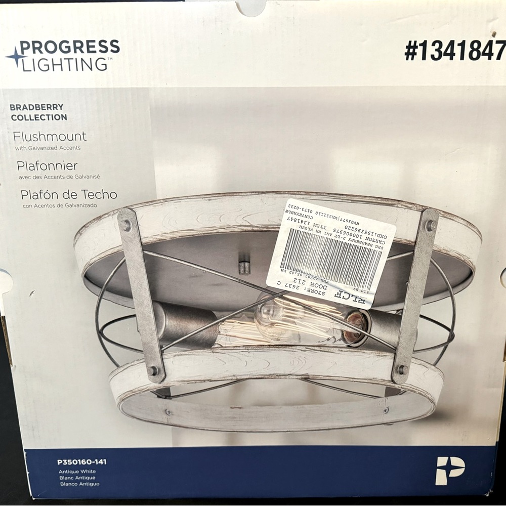 Bradberry 2-Light Antique White Flushmount Light